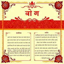 A visually captivating cover page for a Hindi portfolio, featuring an elegant and vibrant design that incorporates Indian cultural elements such as traditional motifs, and a beautiful Hindi calligraphy title that reads 'हिंदी पोर्टफोलियो' (Hindi Portfolio)