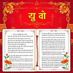 A visually captivating cover page for a Hindi portfolio, featuring an elegant and vibrant design that incorporates Indian cultural elements such as traditional motifs, and a beautiful Hindi calligraphy title that reads 'हिंदी पोर्टफोलियो' (Hindi Portfolio)