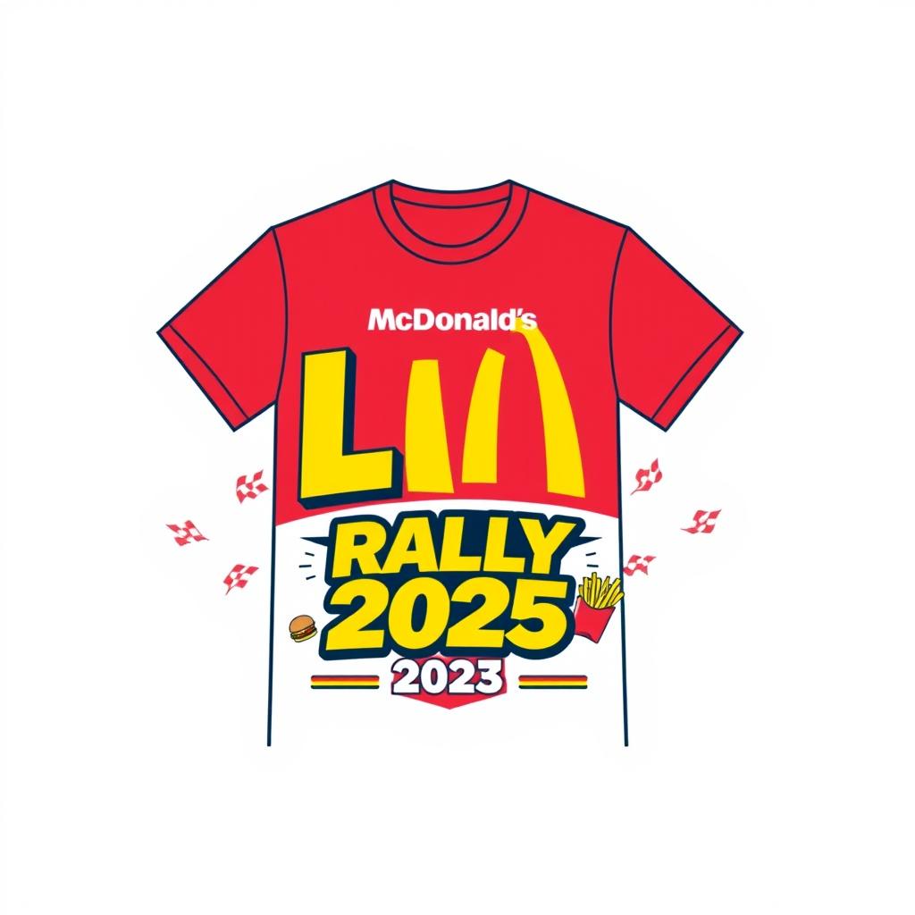 A graphic design layout for a t-shirt celebrating the McDonald's Batino LSM Rally 2025