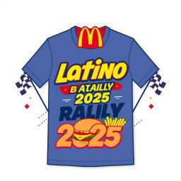 A graphic design layout for a t-shirt celebrating the McDonald's Batino LSM Rally 2025