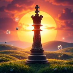 A visually stunning image of a towering chess piece, specifically a rook