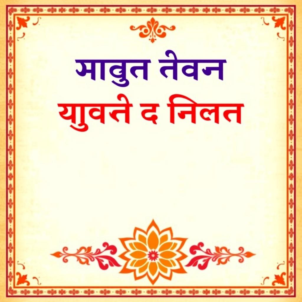 A stunning cover page design for a Hindi project, featuring vibrant colors and intricate traditional patterns
