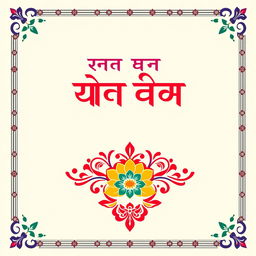 A stunning cover page design for a Hindi project, featuring vibrant colors and intricate traditional patterns