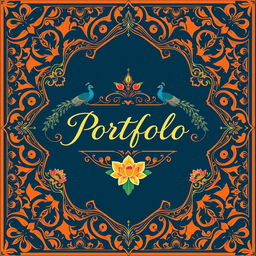 A stunning and elegant portfolio cover page designed with a vibrant and artistic flair