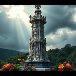 A beautifully detailed chess tower, intricately designed with ornate carvings and embellishments