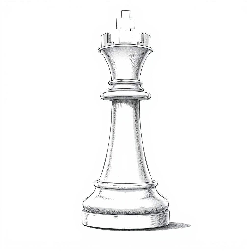 A drawing of a white chess tower (rook) standing majestically