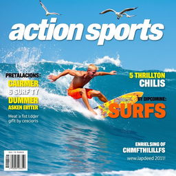 A dynamic scene of a surfer expertly riding a massive blue ocean wave, showcasing exhilarating action and skill