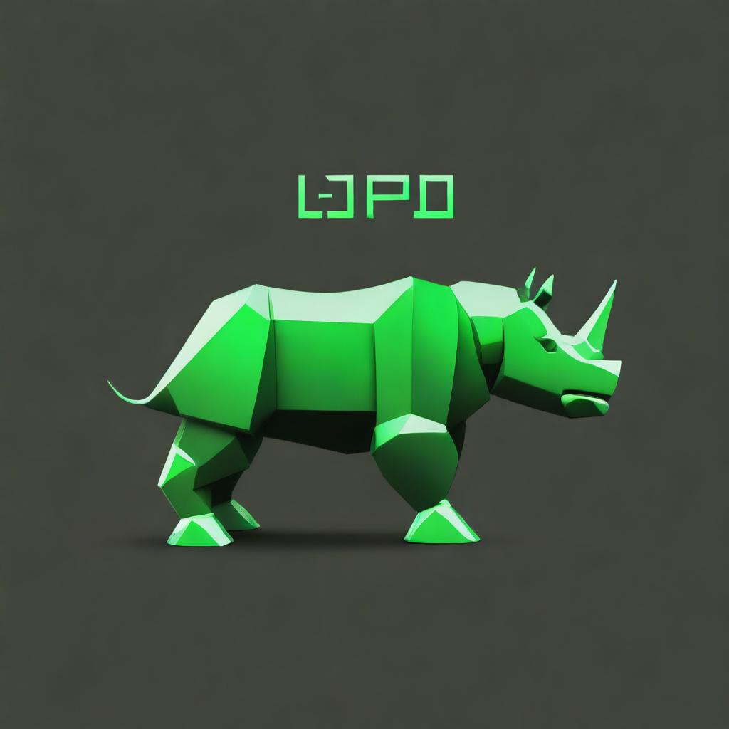 A top-quality digital art image showcasing an epic logo featuring a robotic rhinoceros