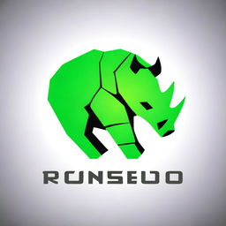 A top-quality digital art image showcasing an epic logo featuring a robotic rhinoceros