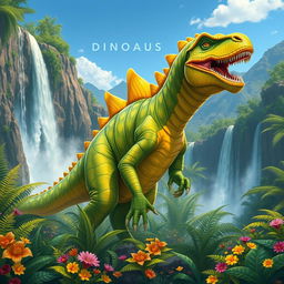 A powerful, stylized depiction of a dyno (dinosaur), showcasing its massive size and intricate details