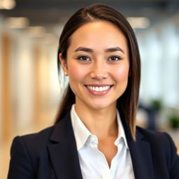 A professional and polished headshot for a resume, featuring an individual with a friendly and approachable expression