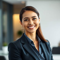 A professional and polished headshot for a resume, featuring an individual with a friendly and approachable expression