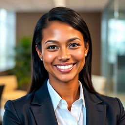 A professional and polished headshot for a resume, featuring an individual with a friendly and approachable expression