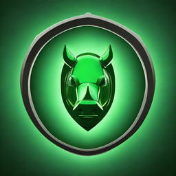 An impressive digital art image of an emblematic crest, featuring a robotic rhinoceros as the centerpiece