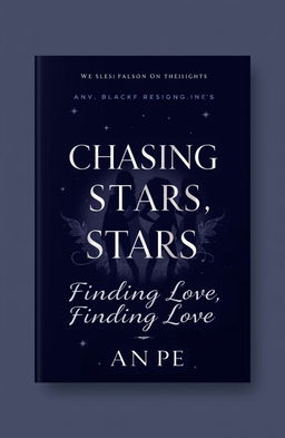 A minimalistic and modern book cover design featuring a navy or black background adorned with silver accents