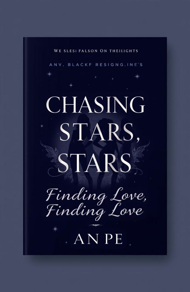 A minimalistic and modern book cover design featuring a navy or black background adorned with silver accents