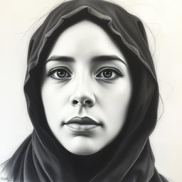 A beautifully completed charcoal drawing based on the reference picture provided