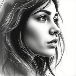 A beautifully completed charcoal drawing based on the reference picture provided