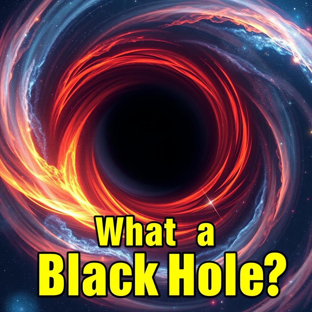 A visually stunning and educational thumbnail illustrating the concept of a black hole