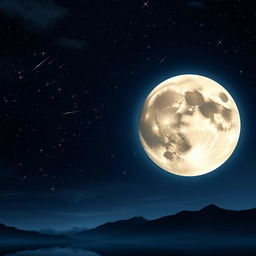 A beautifully detailed image of the moon in a starry night sky