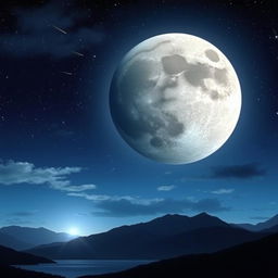 A beautifully detailed image of the moon in a starry night sky