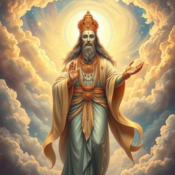 An ethereal representation of a deity figure, radiant and majestic, surrounded by a halo of light