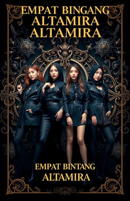 A vibrant and captivating cover design inspired by 'Empat Bintang Altamira' by ANPRA, featuring four cool girls as the main focus