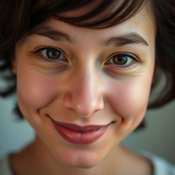 A close-up portrait of a person with their face slightly forward, capturing the details of their facial features