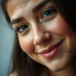 A close-up portrait of a person with their face slightly forward, capturing the details of their facial features