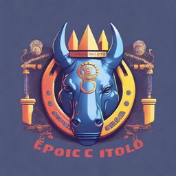 A captivating digital art image portraying an emblematic crest with a robotic rhinoceros and the text 'EPIC TOLOL' incorporated into the design