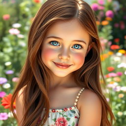 A portrait of a girl with light skin and striking blue eyes
