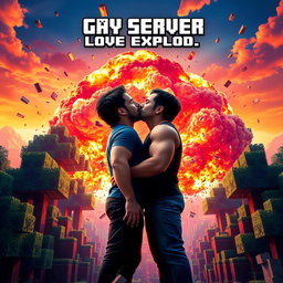 An epic movie poster depicting a vibrant and dynamic scene set in Minecraft