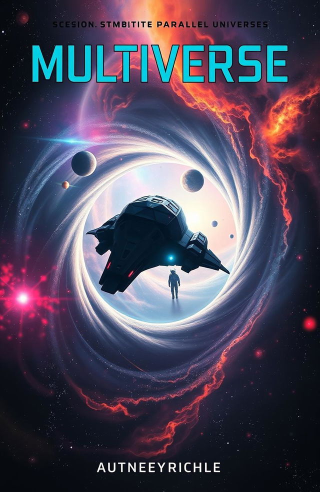 A captivating book cover art for a sci-fi novel centered around multiverse traveling