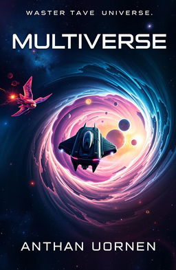 A captivating book cover art for a sci-fi novel centered around multiverse traveling