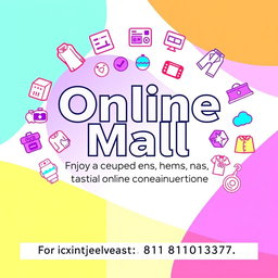 A vibrant and inviting commercial advertisement featuring a modern online shopping theme for a group that specializes in household items, clothing, and various needs