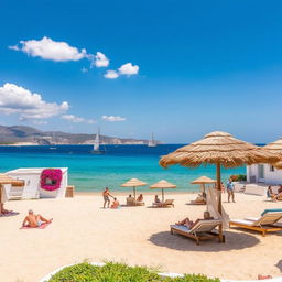 A picturesque scene featuring the island of Kos in Greece, showcasing its stunning landscapes