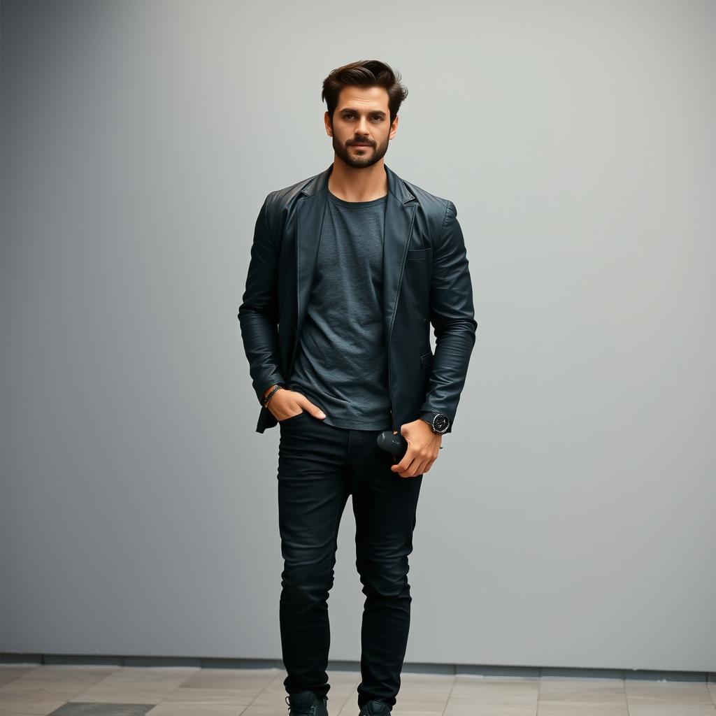 A handsome 30-year-old man standing confidently