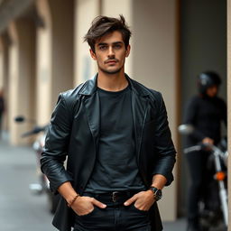 A handsome 30-year-old man standing confidently