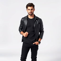 A 30-year-old man with a strong, athletic build standing confidently