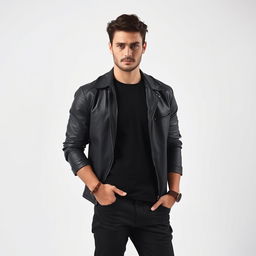 A 30-year-old man with a strong, athletic build standing confidently