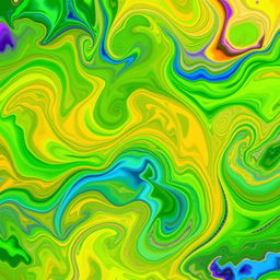 A vibrant and colorful abstract background featuring an intricate, swirling pattern of vivid greens, blues, and oranges, interspersed with soft gradients and delicate textures that give a sense of depth and movement