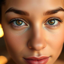 A close-up portrait of a person with symmetrical, beautifully shaped eyes that convey a sense of calm and allure