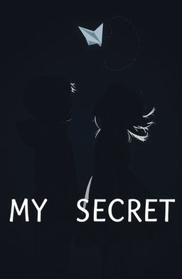 A silhouette of a boy and a girl, with their faces concealed, standing against a slightly dark background