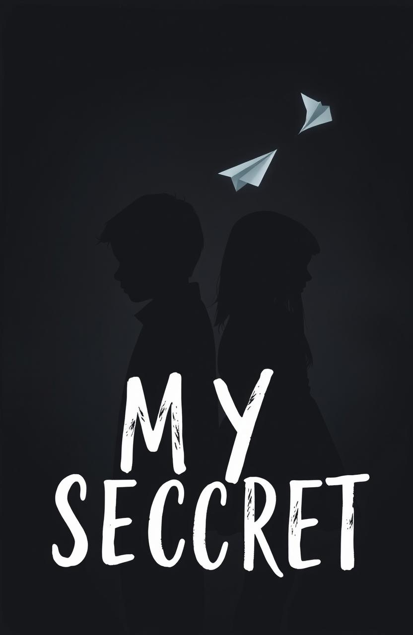 A silhouette of a boy and a girl, with their faces concealed, standing against a slightly dark background