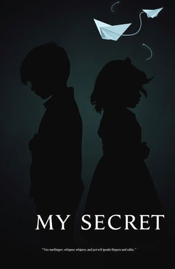 A silhouette of a boy and a girl, with their faces concealed, standing against a slightly dark background