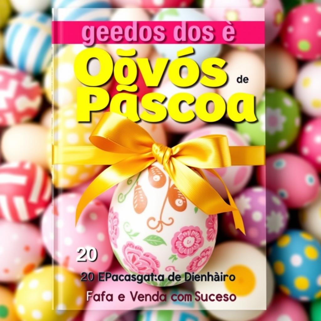 A vibrant and eye-catching book cover design for the recipe book titled 'Segredos dos Ovos de Páscoa: 20 Receitas para Ganhar Dinheiro'