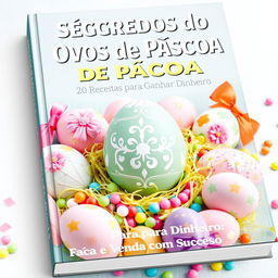 A captivating and festive book cover for 'Segredos dos Ovos de Páscoa: 20 Receitas para Ganhar Dinheiro'