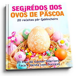 A captivating and festive book cover for 'Segredos dos Ovos de Páscoa: 20 Receitas para Ganhar Dinheiro'