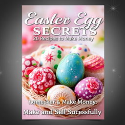 A captivating book cover design titled 'Easter Egg Secrets: 20 Recipes to Make Money'