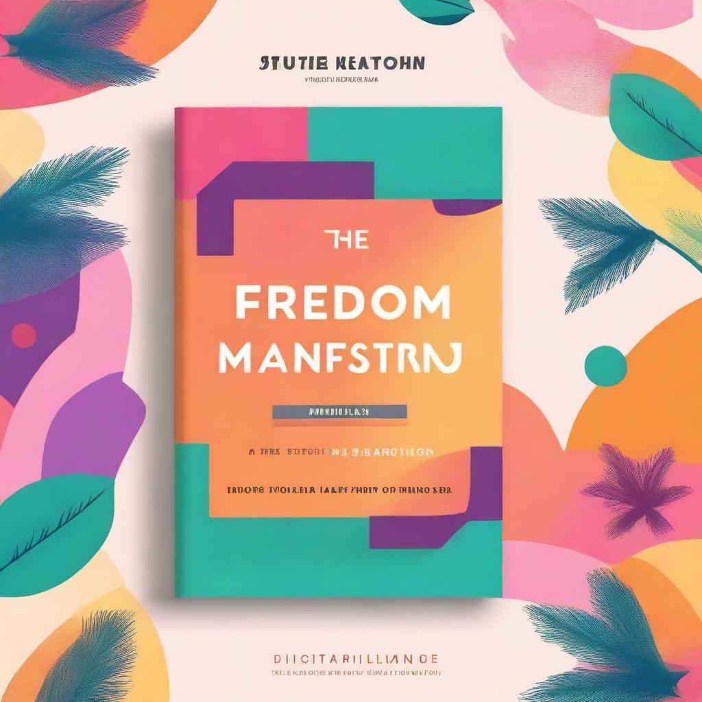 A high-quality digital art book cover for "The Freedom Manifesto: Your Guide to Thriving as a Digital Nomad" by Digital Billionaire